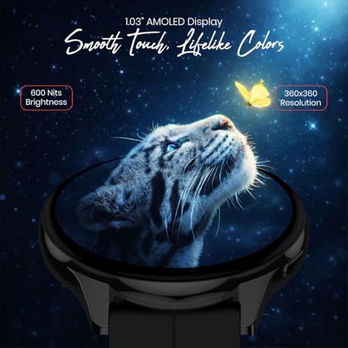 Image of PunnkFunnk Active 5 Smart Watch with 1.3 inch AMOLED HD Display | Bluetooth Calling, AI Voice Assistant, 100+ Sports Modes, Heart Rate & SPO₂ Tracking, IP68 Waterproof for Men & Women- (Black)
