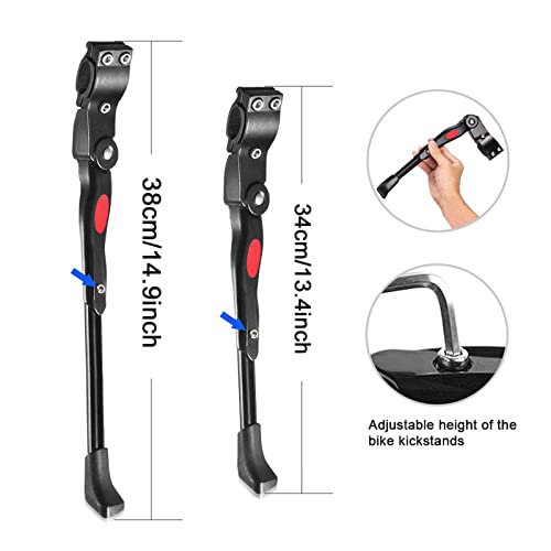 Bresuve Bike Kickstands, Side Kickstand, Bike Stand,Adjustable Support Aluminum Alloy Kickstand, Mountain Bike Bicycle Cycle Prop Kick Stand Rubber Foot (Black) #TOP1