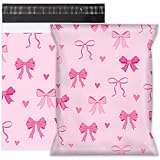 Whaline 100Pcs Pink Bow Poly Mailer 10 x 13 Inch Cute Bowknot Heavy-Duty Mailing Bag Coquette Self-Sealing Waterproof Plastic Packaging Envelope Bag for Small Business