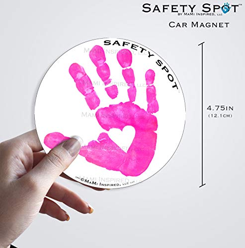 Image of Magnet - Kids Handprint for Car Parking Lot Safety - White Background (Purple)