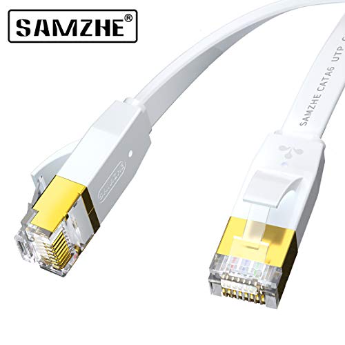 Cable SAMZHE Ethernet, ft Cable de Red Plano de Internet Cable CAT6 RJ45 UTP LAN Cable de conexión de Red Gigabit de Alta Velocidad Chapado en Oro
