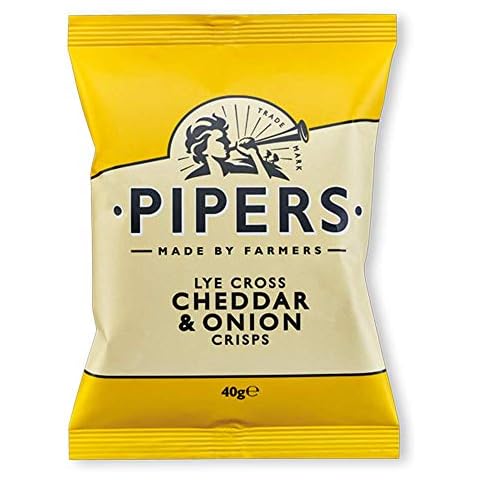 Pipers Gluten-Free Lye Cross Cheddar & Onion Vegan Crisps Multi-Pack (24) Cover
