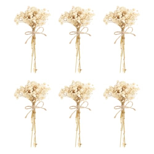 Mini ramillete de flores secas con 6 piezas blancas miniatura 1