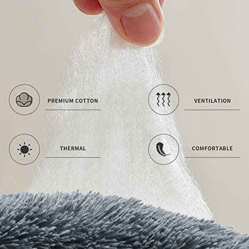 Calming Dog Bed For Large Dogs, Anti Anxiety Donut Dog Bed, Round Dog Bed, Plush Faux Fur Dog Bed, Fluffy Dog Bed, Soft Cozy Pet Bed, Machine Washable, 36X36Inch Darkgrey #TOP5