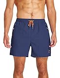 Traje de baño hombre con cintura elástica y cordón para un ajuste cómodo. Nuestros shorts de baño son más grandes de lo normal. Si prefiere un ajuste delgado, elija una talla más pequeña.