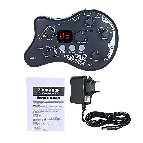 Tomshin PockRock Portable Guitar Multi-Effects Processor Effect Pedal 15 Tipos de efeitos 40 Drum Rh