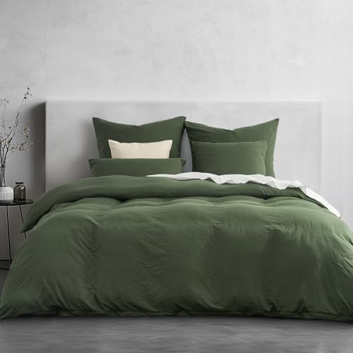 Duvetnova Bettwäsche 200x220 Superweiche Vorgewaschene Mikrofaser Baumwollähnlich ÖKO-TEX 1 Bettbezug 200x220+2 Kissenbezüge 80x80-alle mit Reißverschluss Bettwäsche Grün Aesthetic