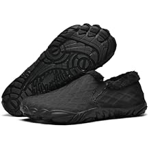 Mens Slippers Warm Barefoot Mens Winter House Shoes Suitable for Indoor Outdoor Non-Slip Walking Loafers