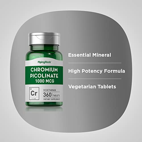 Piping Rock Chromium Picolinate 1000mcg | 360 Tablet Pills | Chromium Supplement | Vegetarian, Non-GMO, Gluten Free Supplement - Thumbnail 4