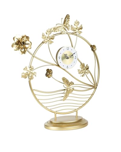 Image of Deck Clock for Living Room Decor, Silent No Ticking Desk Clock Battery Operated for Kids, BedroomClocks for Decor (NY-09), Analog, Polyvinyl Chloride (Pvc), Ny-09, Gold