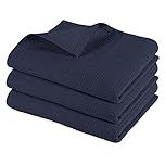 Pagnanno. Hotel Quality Kitchen Tea Towels & Waffle Weave tea towel|Professional Cotton 45x70cm|Absorbent Fast Drying Dish Towels,Kitchen and Bar Towels (Pack of 3 (45x70cm), Waffle - Navy)