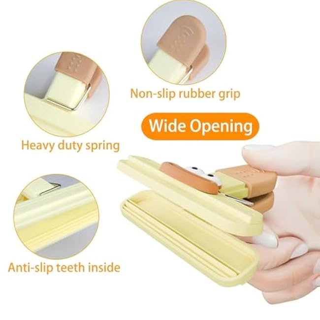 Chip Clips, Bag Clips for Food Storage with Airtight Seal Grip for Bread Bags, Snack Bags and Food Bags, 6 Pack Heavy Duty Large and Small Bread Clips for Kitchen and Office