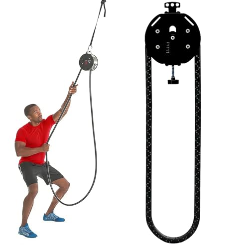 Sunseota Máquina de Cuerda Sin Fin para Gimnasio en Casa - Accesorio de Cuerda Ajustable para Tríceps con Capacidad de Carga de 150 kg, Resistencia Máxima de 30 kg para Entrenamiento Black