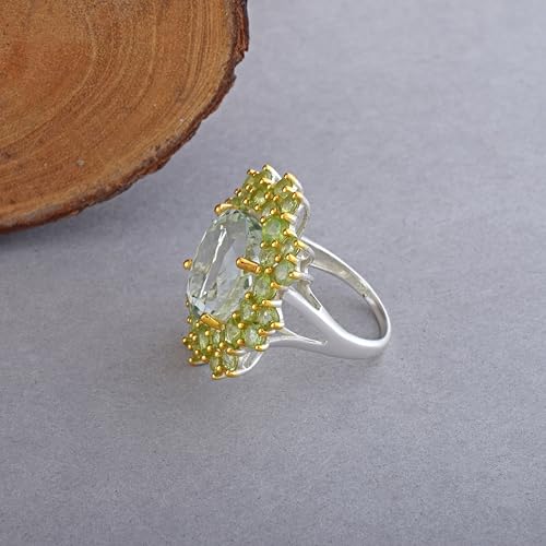 Bague améthyste verte d'exception avec péridot et finitions facettées - 4