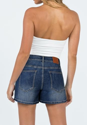 Image of CHICZONE Womens Mid-High Waisted Stretchy Denim Jean Shorts
