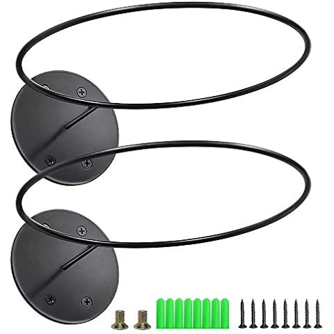 Calenzana 2 Pack Sports Ball Holders Wall Mount Display Rack for Basketball Volleyball Rugby Soccer, Steel, Black Cover