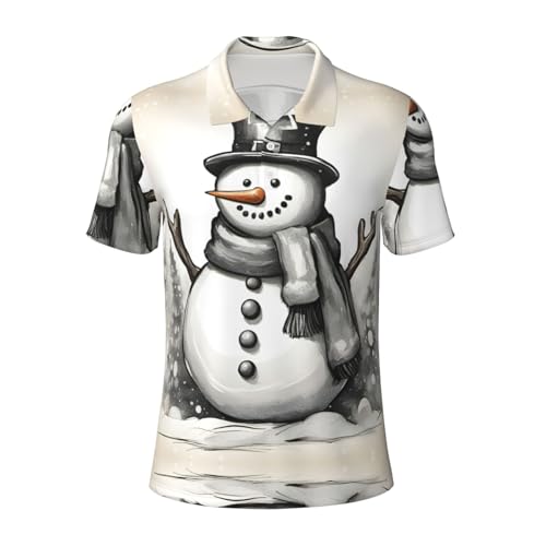 Polo de Noël bonhomme de neige homme manches courtes confortable léger