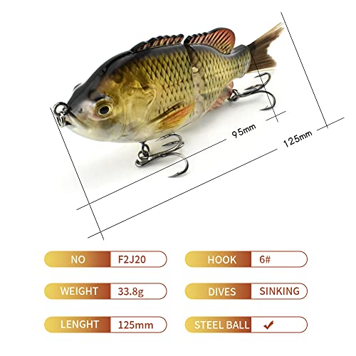 ODS Lure Sinking Blugill Glide Bait with Fiber Tail for Freshwater Saltwater Bass Lifelike Fishing Tackle (F2J20 Set 1) - Image 3