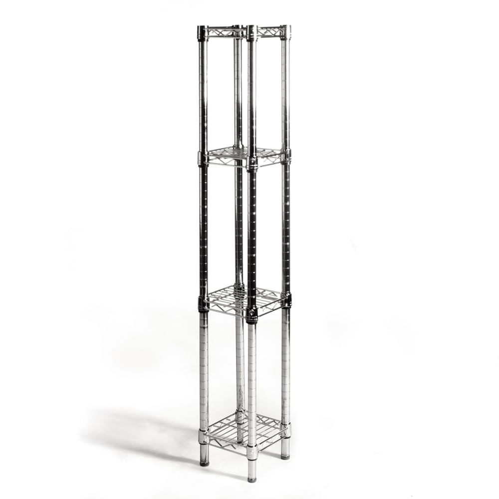 Shelving Inc. 10" d x 10" w x 54" h Chrome Wire Shelving with 4 Tier Shelves, Weight Capacity 800lbs Per Shelf
