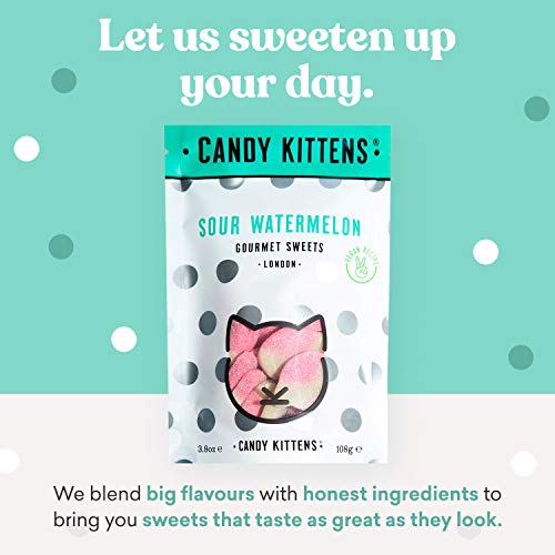 Candy Kittens Vegan Sweets - Gluten-Free - Natural Fruit Flavour Candy - Gummy Chewy Gourmet Sweets - Sour Watermelon, 4.8Oz (Pack Of 7) #TOP3