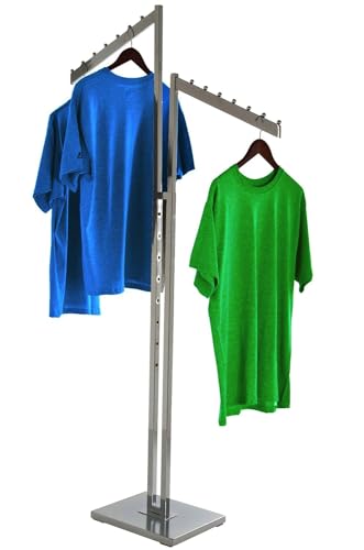 Only Garment Racks - Clothing Rack - Heavy Duty Polished Chrome Finish - 2 Way Clothes Rack, Adjustable Height Decorative Blade Waterfall Arms, Perfect for Retail Clothing Store Display