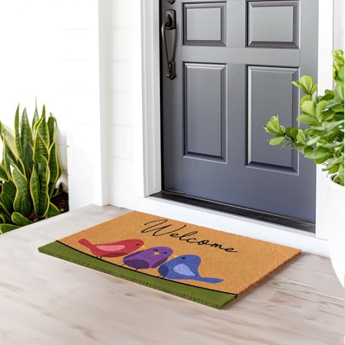 Barnyard Designs Natural Coco Coir Spring Birds Doormat - Large Cute Non-Slip Heavy Duty Backing Door Mat for Outside Entrance or Porch Entry, Brown (17x30, Spring Birds) by Barnyard Designs - Used condition - Image 3