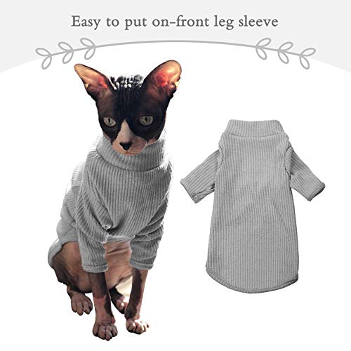 Hjyokuso-Hairless-Cats-Vest-Turtleneck-Sweater-Breathable-Adorable-Cat-Wear-Shirt-Clothes-Pullover-Kitten-T-Shirts-with-SleevesCats-Pajamas-Jumpsuit-for-Sphynx-Cornish-Rex-Devon-Rex-Peterbald