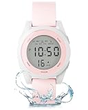 GUUMUXIN Orologi da uomo e donna, impermeabile, con display retroilluminato, formato 12/24 ore, cronometro, sveglia e data, Colore: rosa.