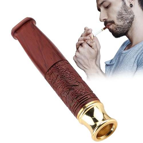 Mbsomnus Porte-cigarette Sculpté Fume-cigarette en Bois Filtre Cigarette Anti Goudron Rouge Porte Cigarette Femme Réutilisable Porte-cigarettes Homme pour...