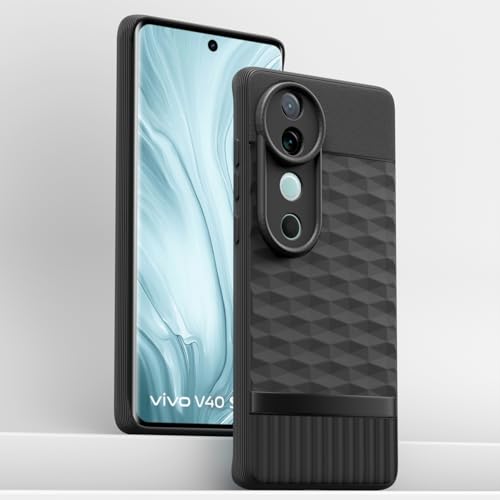 Image of Pikkme Back Cover for Vivo V40 5G / V40 Pro 5G / T3 Ultra 5G Soft Grip 3D Hexa Cube Texture Silicone Bumper Case (Black)