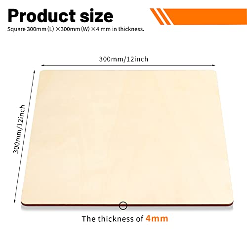 Wykoo Unfinished Blank Square Wood Pieces, 7 Pack 4Mm 12 X 12 Inch Craft Wood, Plywood Board Basswood Sheets, Perfect For Diy Projects, Painting, Drawing, Laser, Wood Engraving #TOP1