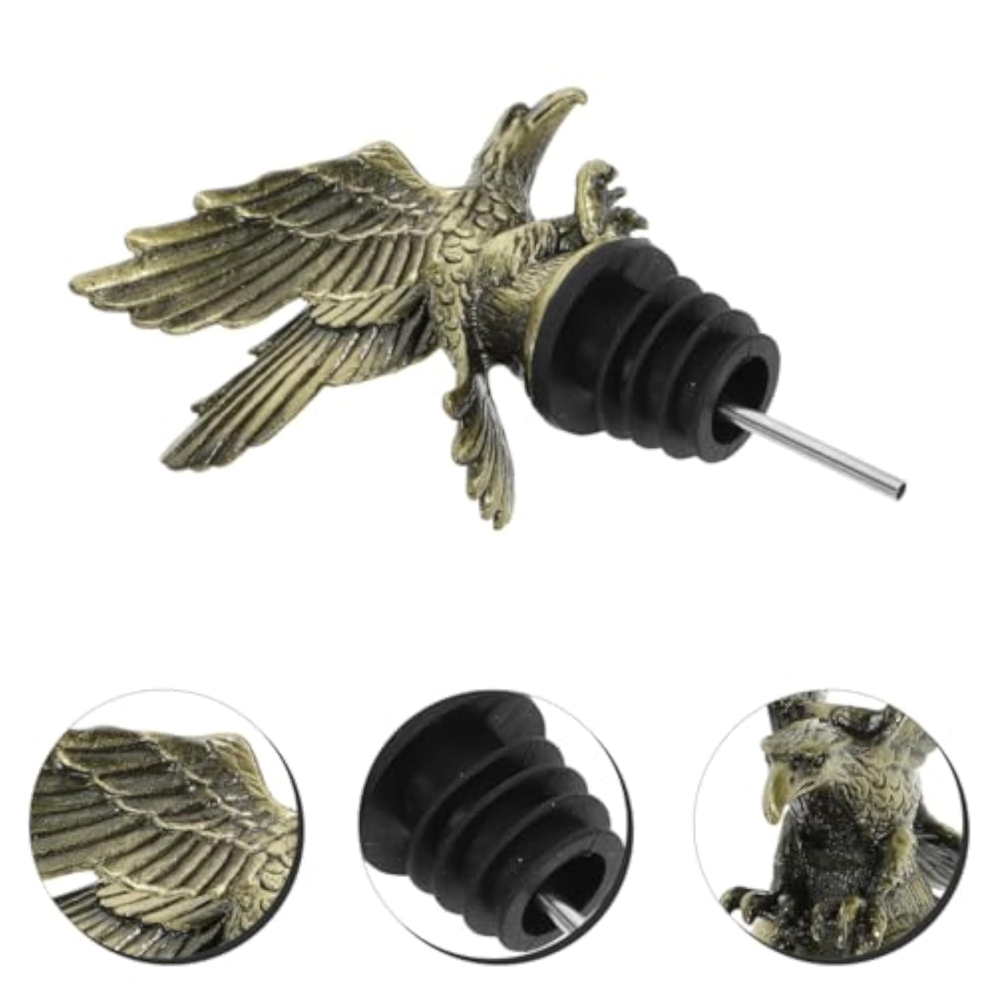 Eagle Wine Pourer Bottle Spout, Vintage Bronze Finish