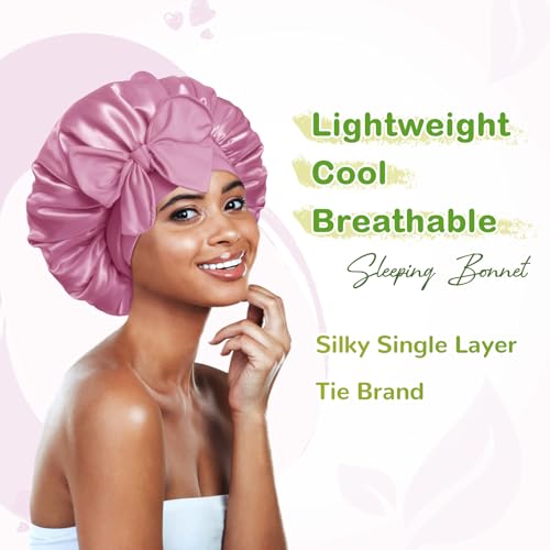 Image of BONNET QUEEN Silk Bonnet for Sleeping Satin Bonnet Hair Wrap Silk Hair Wrap Sleep Night Cap for Women Curly Hair