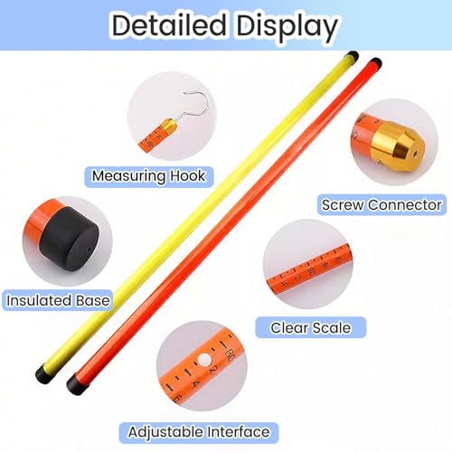 Telescoping Measuring Stick 2 Pack - 59ft/18m Yellow Distance Measuring Pole with Hook for Forestry, Utility, Linemen & Epoxy Resin Height Gauge,2pack,49ft/15m