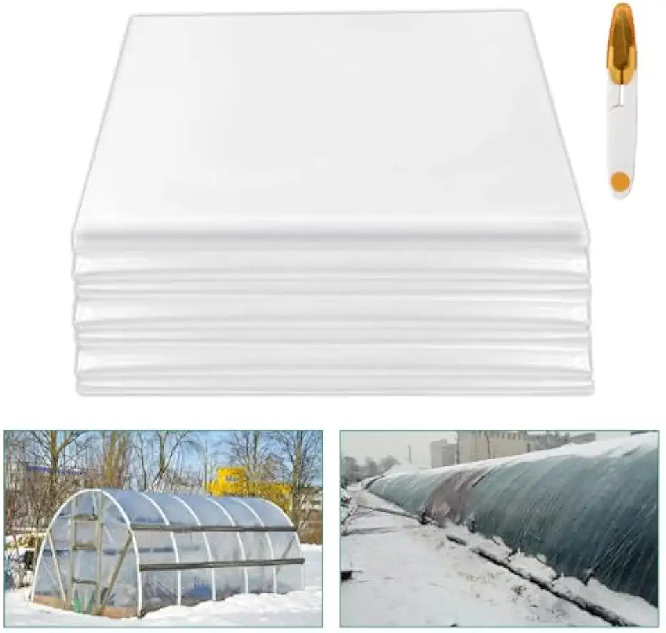 Película Plástica Transparente Para Estufa 6,5 X 6,5 Pés, Cobertura Plástica Para Estufa De 6 Mil De Espessura, Película Plástica Anti-Gotejamento Para Estufa Para Jardinagem, Agricultura,