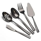 Large Hostess Serving Utensils Set, Stainless Steel Heavy Duty Hammered Serving spoons, Slotted Spoons...