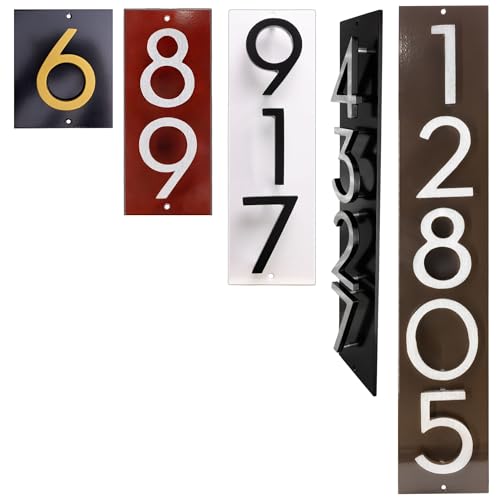 Custom Floating Modern 4 Inch Number Vertical Address Plaque-Powder Coated Aluminum-Address Sign-Easy to Install-Made by Montague Metal Products