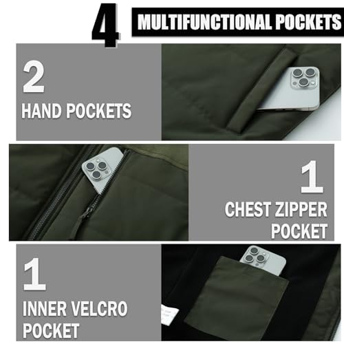 Image of Msmsse Men's Outerwear Vests Winter Quilted Padded Vest Gilet Stand Collar Warm Puffer Vest