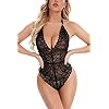 Aranmei Sexy Vrouwen Bodysuit Eéndelige Lingerie Opengewerkte Kant Diepe V-Hals Blote Rug Lingerie Set