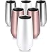 6 Pieces Stemless Champagne Flutes Double-insulated Champagne Tumbler with Lips, 6 OZ Stainless Steel Unbreakable Cocktail Cups for Coffee Wine Glass Tumbler (2 Rose Gold, 2 White, 2 Silver)