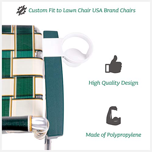 Lawn Chair Usa Attachable White Cup Holder For Large Cans, Bottles, Cups, And More | Only Fits Lawn Chair Usa Chairs #TOP1
