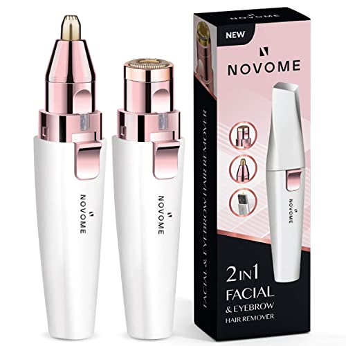 NOVOME 2in1 New USB Rechargeable Facial Hair Remover For Women & Eyebrow trimmer- with Built-in LED Light-Remove Pain-Free For Facial Hair And Eyebrows, Arm, Thigh, Leg and Bikini hair