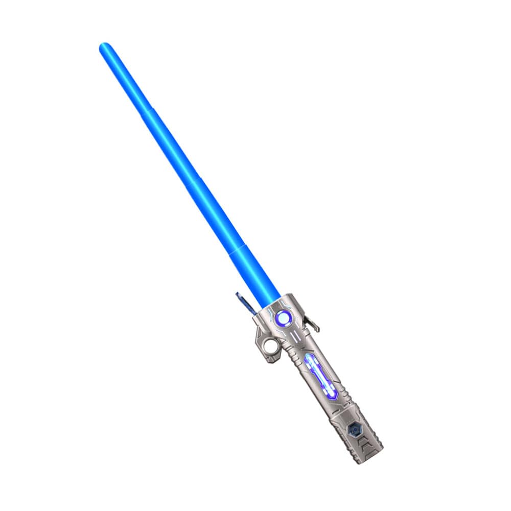 Spada Laser Giocattolo per Bambini, Lightsaber, RGB 15 Colori Spada Laser Star Wars con Effetti Sonori Simulati Spada Luminosa, Spada Laser Retrattile 2 in 1 per Bambini (Impugnatura Argento)