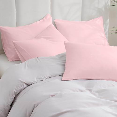 ZPECC Pillow Cases Queen Size Set of 12, 20x30 Envelope Closure Pillowcases, Soft Plain Brushed Microfiber Covers Hypoallergenic Breathable, Pink
