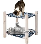 MABOZOO Elevated Cat Beds for Indoor Cats,Wooden Double-Deck Cat Hammock Bunk Bed for 2 Cats,Rais...