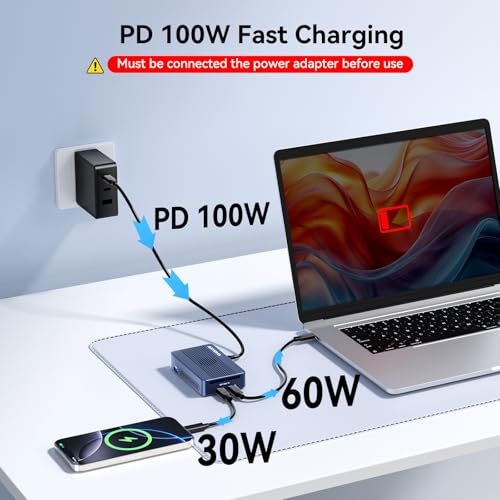 ANYOYO Dual-Bay NVMe SSD Enclosure 40Gbps RAID 0/1 JBOD for Thunderbolt 4/3 & USB4 Mac mini M4 Mac Studio MacBook Pro, Aluminium RAID SSD Case with Dual Fans & 100W PD (Dual 4K Dock TBU405Pro MAX) - Image 8
