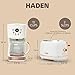 Haden Heritage 2 Slice Wide Slot Stainless Steel Toaster Bundled with 12 Cup Programmable Drip Coffee Maker Coffee Machine, Ivory & Copper