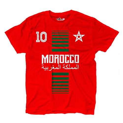 KiarenzaFD Camiseta T-Shirt Hombre Nacional Deporte Morocco Marruecos Maroc 10 Futbol Deporte Africa Stella 1 L