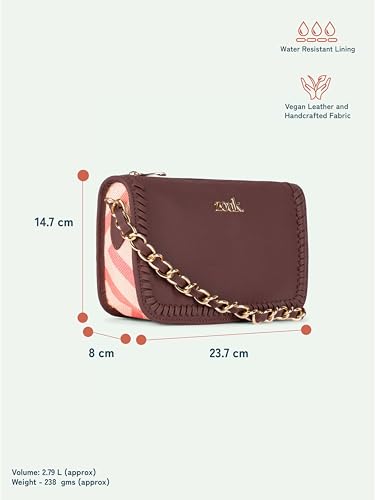 Image of ZOUK Small Shoulder Bag Bag for Women | Stylish Vegan Leather Shoulder Bag with Gold Chain Handle | Water-Resistant | Chic & Handcrafted Purse |