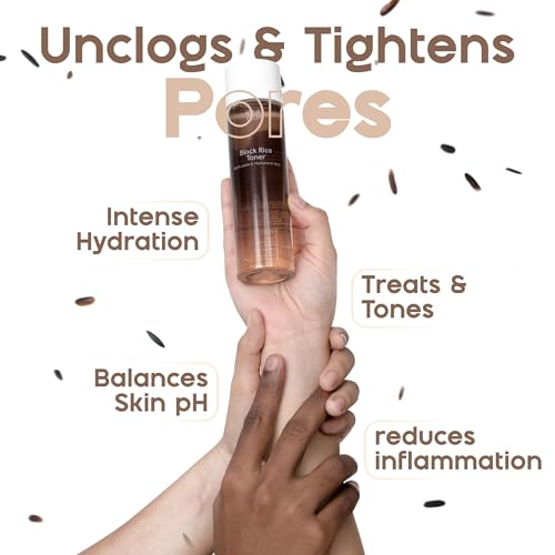 Image of Black Rice Toner With Birch Juice & Hyaluronic Acid For Unisex | Deeply Hydrates, non-comedogenic & Balances Skin's PH | Suitable For All Skin Types | 150ml (Pack of 2)